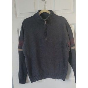 Eddie Bauer Wool Blend Gray Quarter‎ Zip Sweater Mens Medium Outdoor Hiking